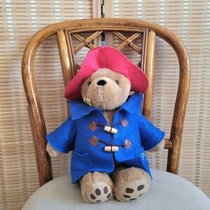 Vintage Paddington Bear Stuffed Toy Red Hat and Blue Coat